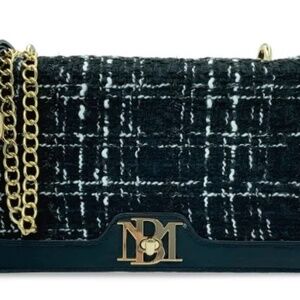 Badgley Mischka Leather & Tweed 10 In Wide 6 In Deep Crossbody $129.00 Value